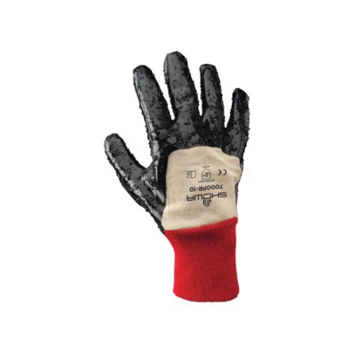 Nitrile Dipped Glove with Jersey Liner and Rough Grip on Full Hand - Safety  Cuff