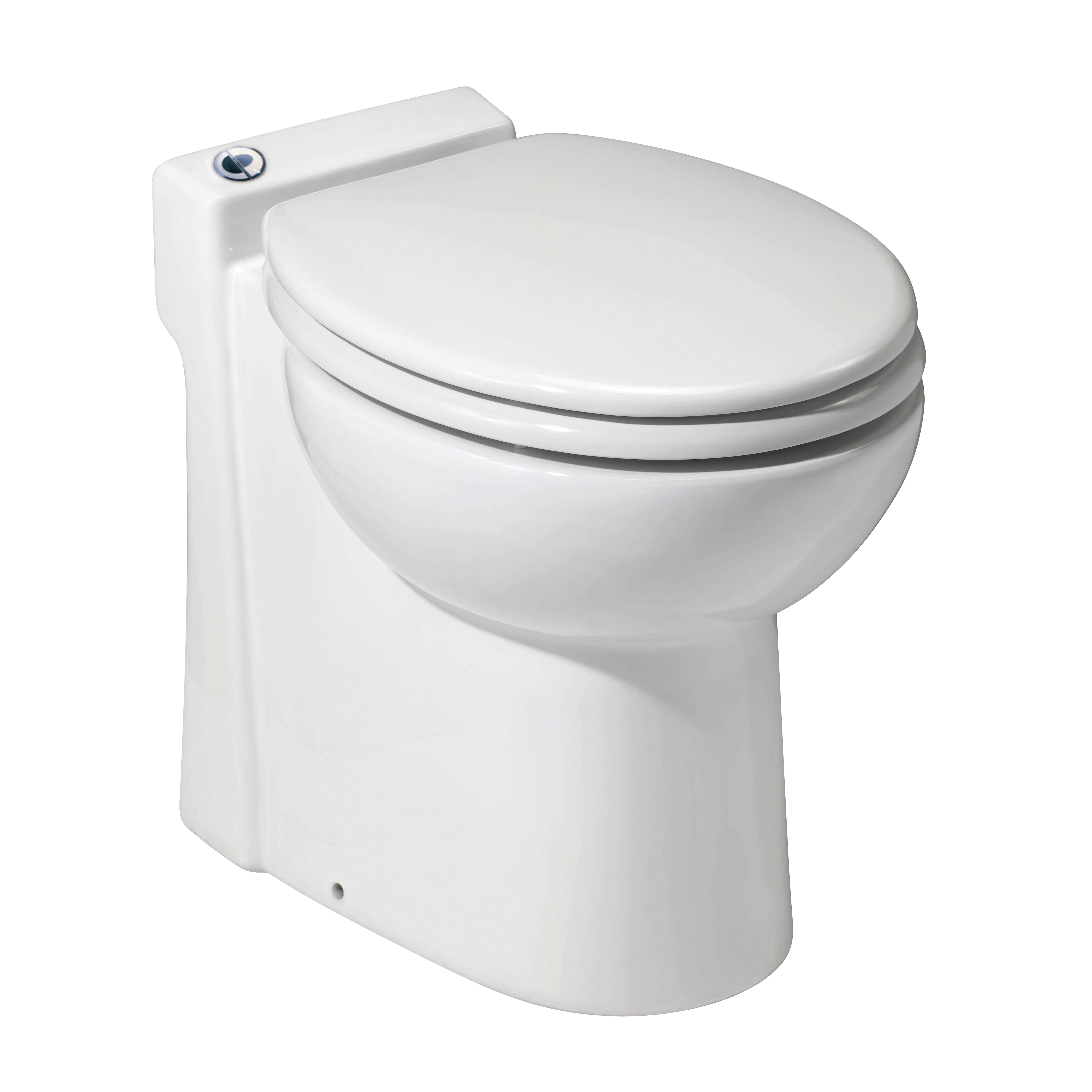 Saniflo® SANICOMPACT® 023 1-Piece Dual-Flush Toilet System With Macerator Pump, Round Bowl, 13/16 gpm Flush Rate, White, Import