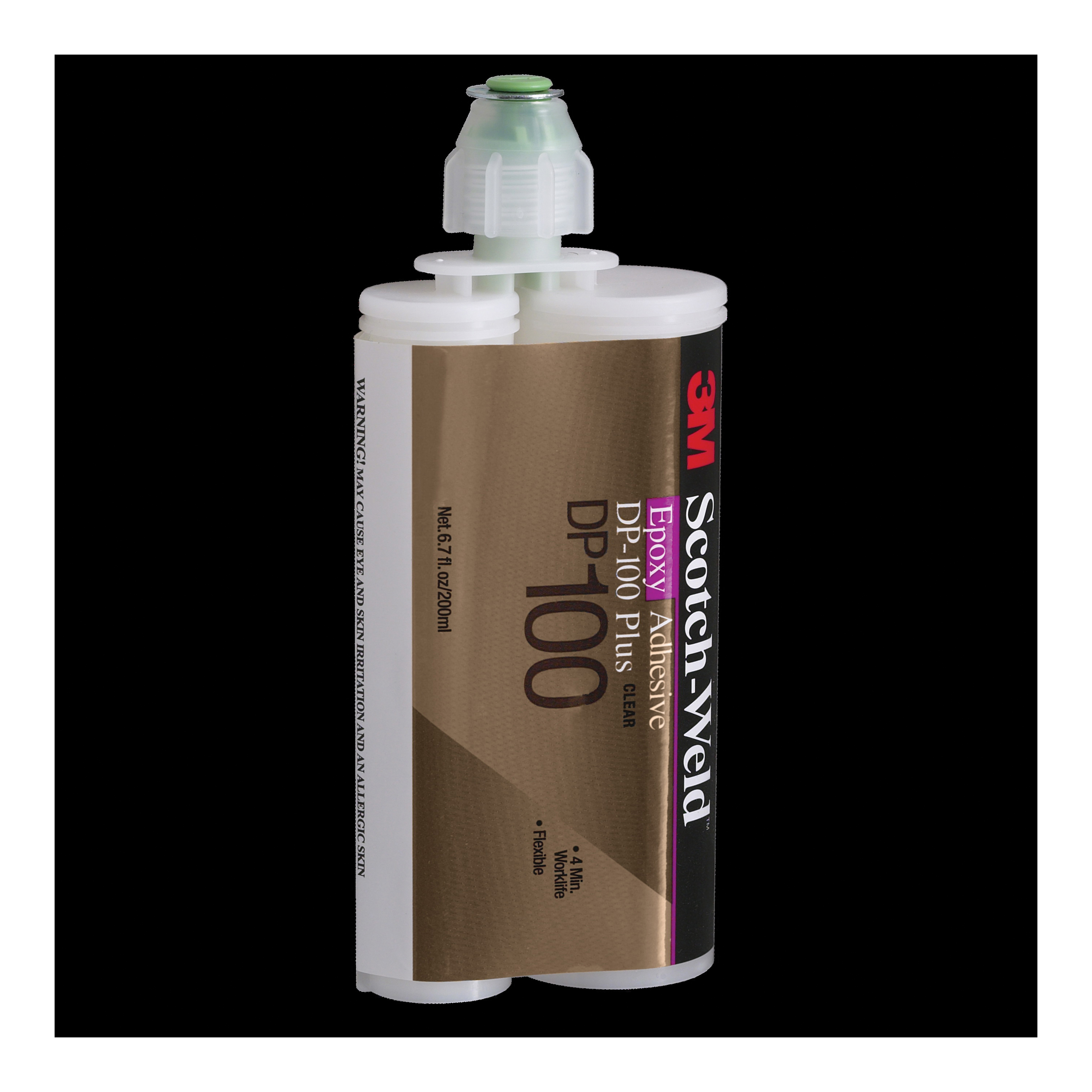 Scotch-Weld™ DP-100-Clear 2-Part Part Epoxy Adhesive, 50 mL Duo-Pak Cartridge, Part A: Dark Amber/Part B: Light Straw, 24 to 48 hr at 72 deg F Curing