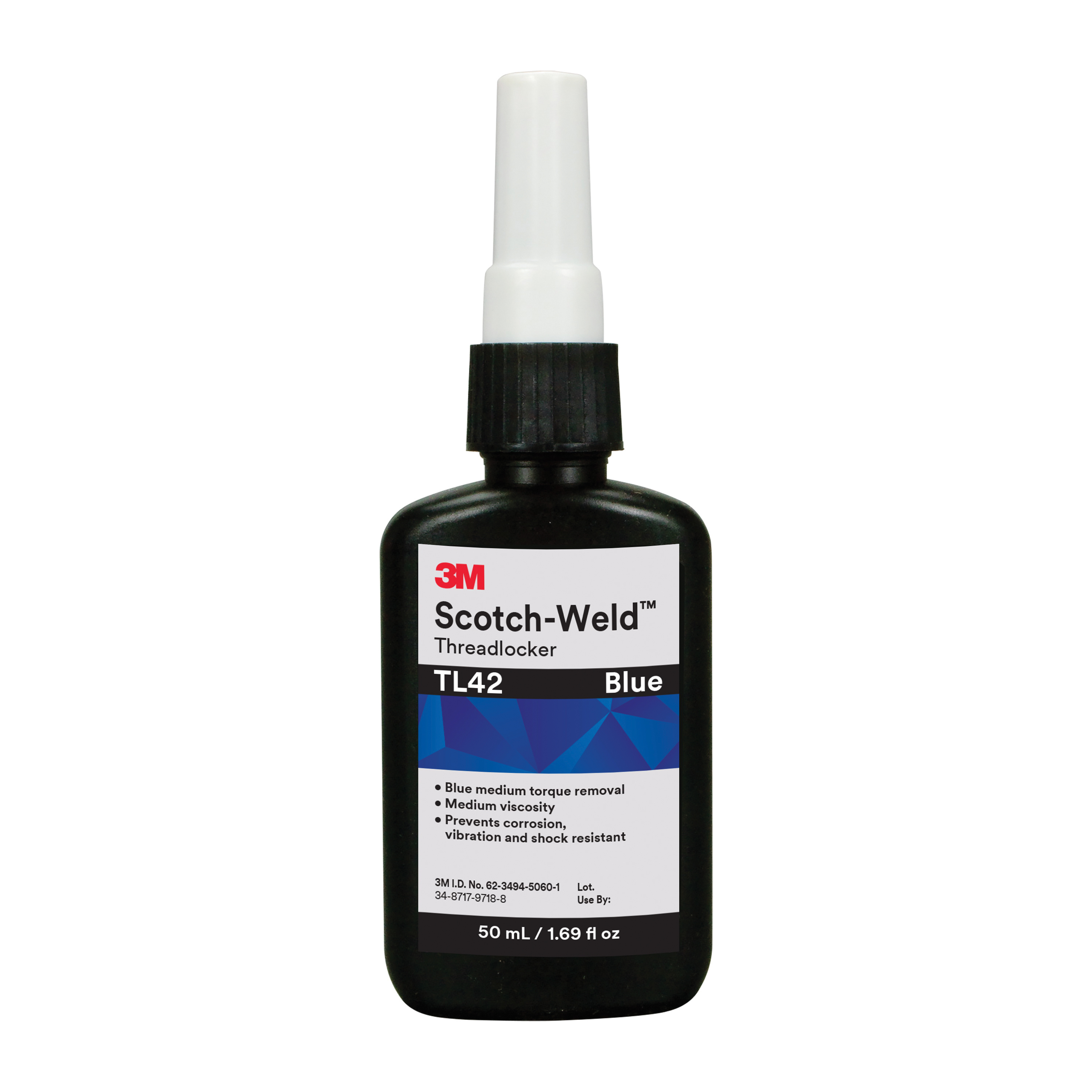 Scotch-Weld™ 048011-62605 Anaerobic Medium Strength Threadlocker Adhesive, 10 mL Bottle, Thixotropic Liquid Form, Blue