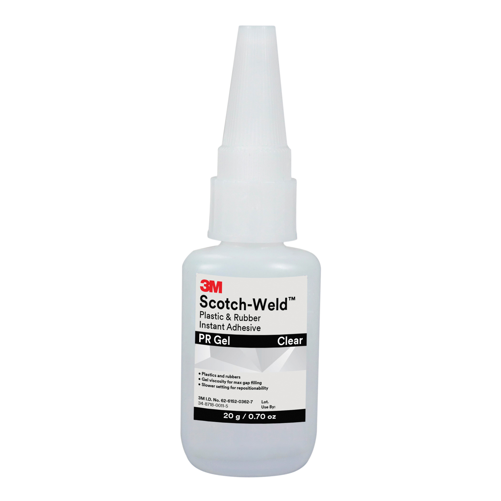 Scotch-Weld™ 048011-62631 Super Fast Instant Adhesive, 20 gal Bottle, Clear, 24 hr at 72 deg F Curing