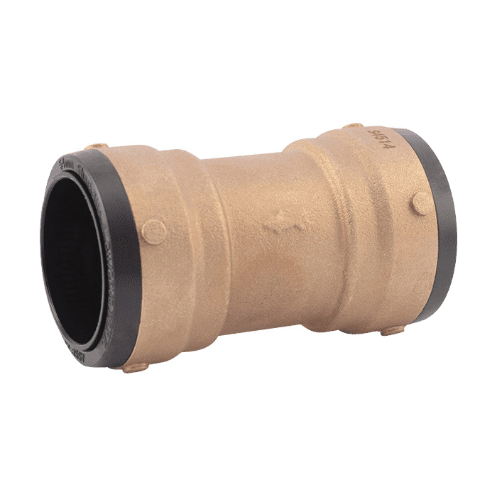 Sharkbite® UXL0154 Large Diameter Coupling, 2 in Nominal, Push-to-Connect End Style, DZR Brass, Domestic