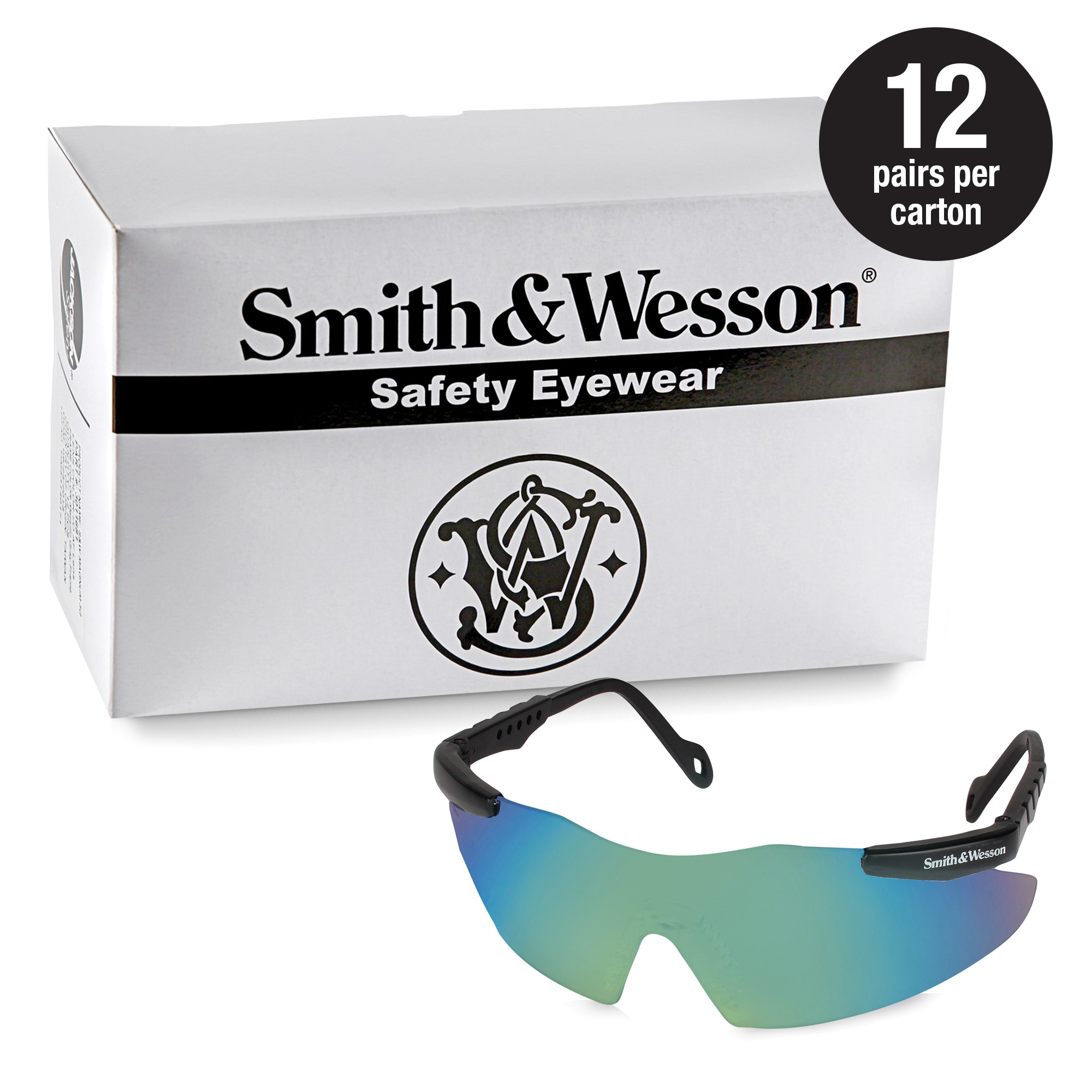 Smith & Wesson 19940 Green Mirror Magnum 3E Safety Eyewear with Black Frame 