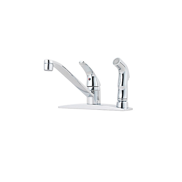 Pfister® G134-3444 Pfirst Series™ Professional Grade Kitchen Faucet, 1.75 gpm Flow Rate, 8 in Center, Swivel Spout, Polished Chrome, 1 Handles, Import