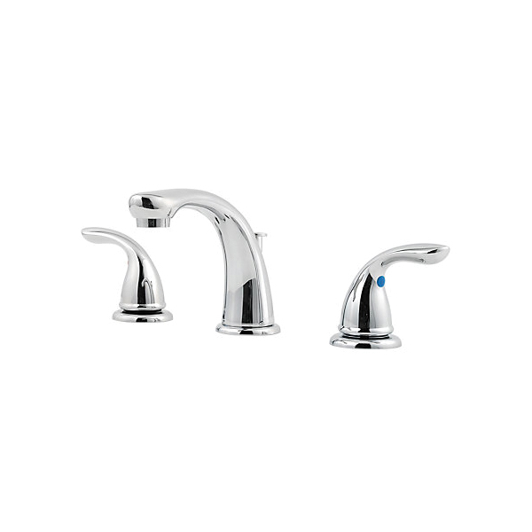 Pfister® LG149-6100 Pfirst Series™ Professional Grade Widespread Bathroom Faucet, 1.2 gpm Flow Rate, 11872 in H Spout, 8 in Center, Polished Chrome, 2 Handles, Metal Pop-Up Drain