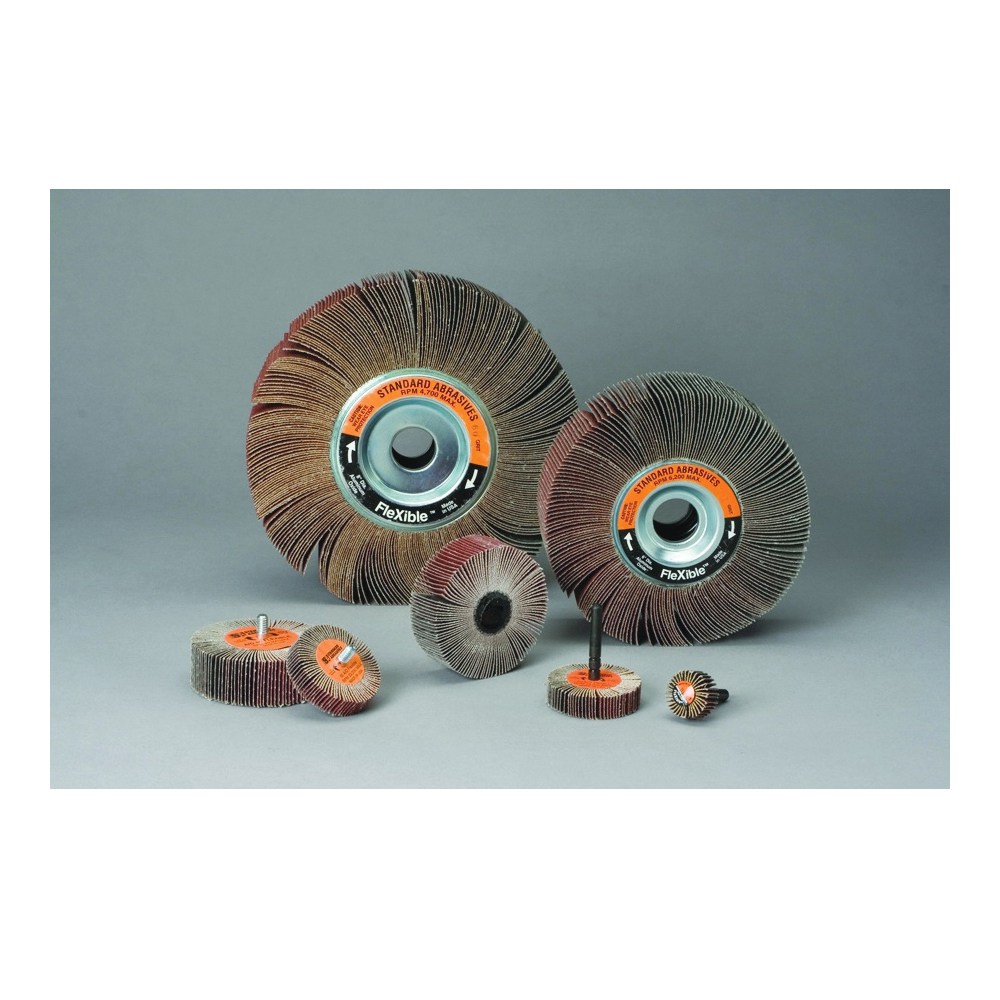 Standard Abrasives™ 051115-42493 611408 Small Coated Flap Wheel, 1 in Dia Wheel, 1 in W Face, 1/4 in Dia Shank, 120 Grit, Fine Grade, Aluminum Oxide Abrasive