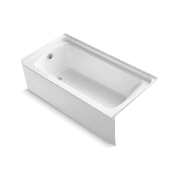 Sterling® 71171110-0 Bathtub, Ensemble®, Soaking Hydrotherapy, Rectangle Shape, 60-1/4 in L x 30-1/8 in W, Left Drain, High Gloss White