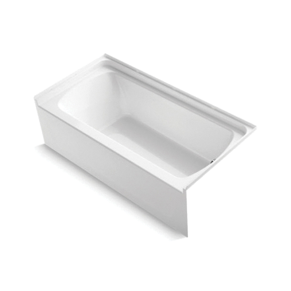 Sterling® 71171120-0 Bathtub, Ensemble®, Soaking Hydrotherapy, Rectangle Shape, 60-1/4 in L x 30-1/8 in W, Right Drain, White