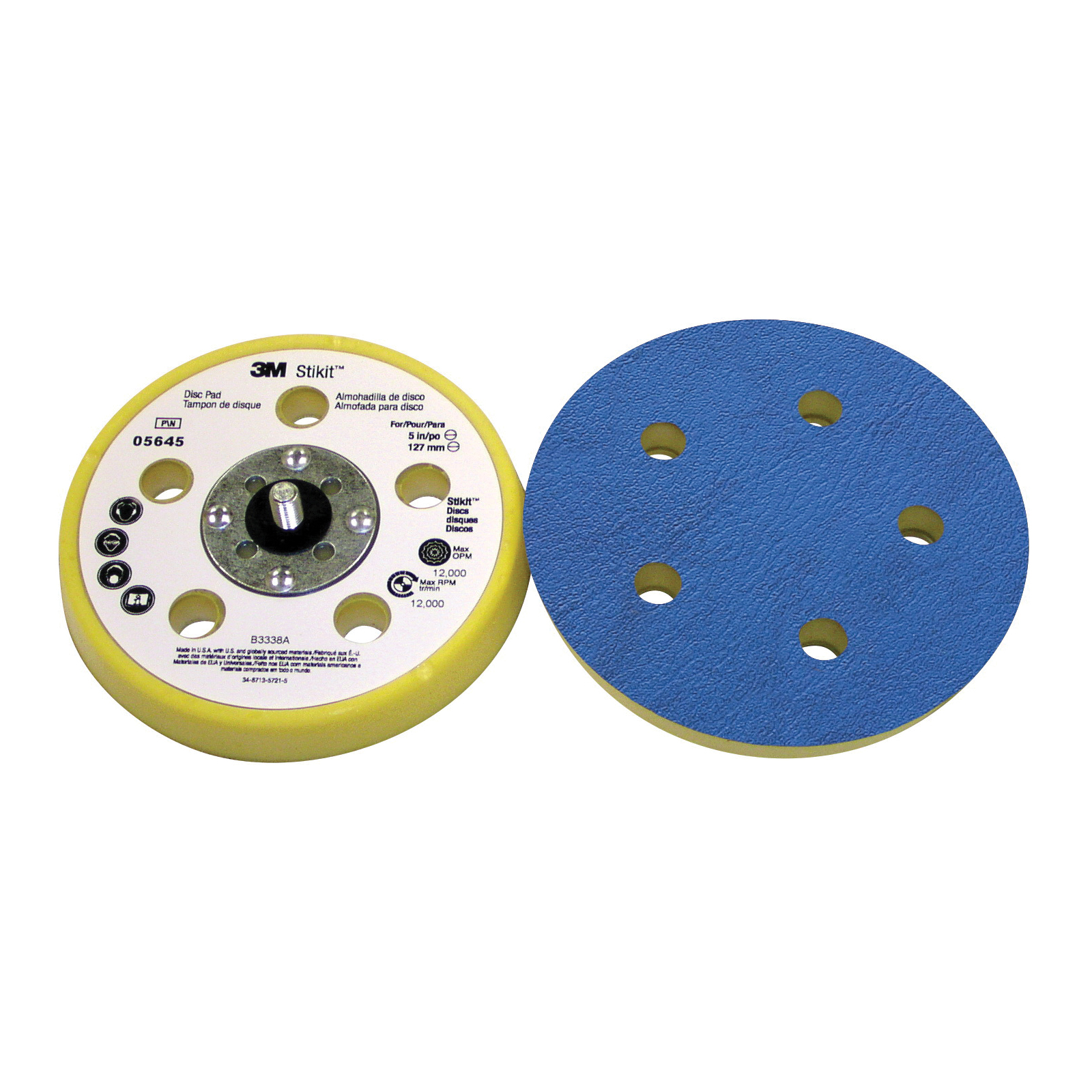 Stikit™ 051141-20351 Adhesive Back Firm Density Regular Disc Pad, 5 in Dia Pad, Stikit™ Attachment
