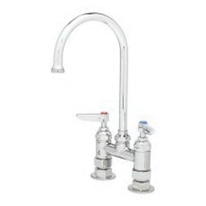 T & S B-0325 Double Pantry Manual Faucet, 24.6 gpm Flow Rate, 4 in Center, Tubular Spout, Polished Chrome
