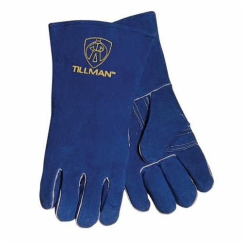 product Tillman™ 1200-L Stick Welding Gloves, L, Side Split Cowhide Leather, Bourbon Brown, Cotton, Gauntlet Cuff, 14 in L