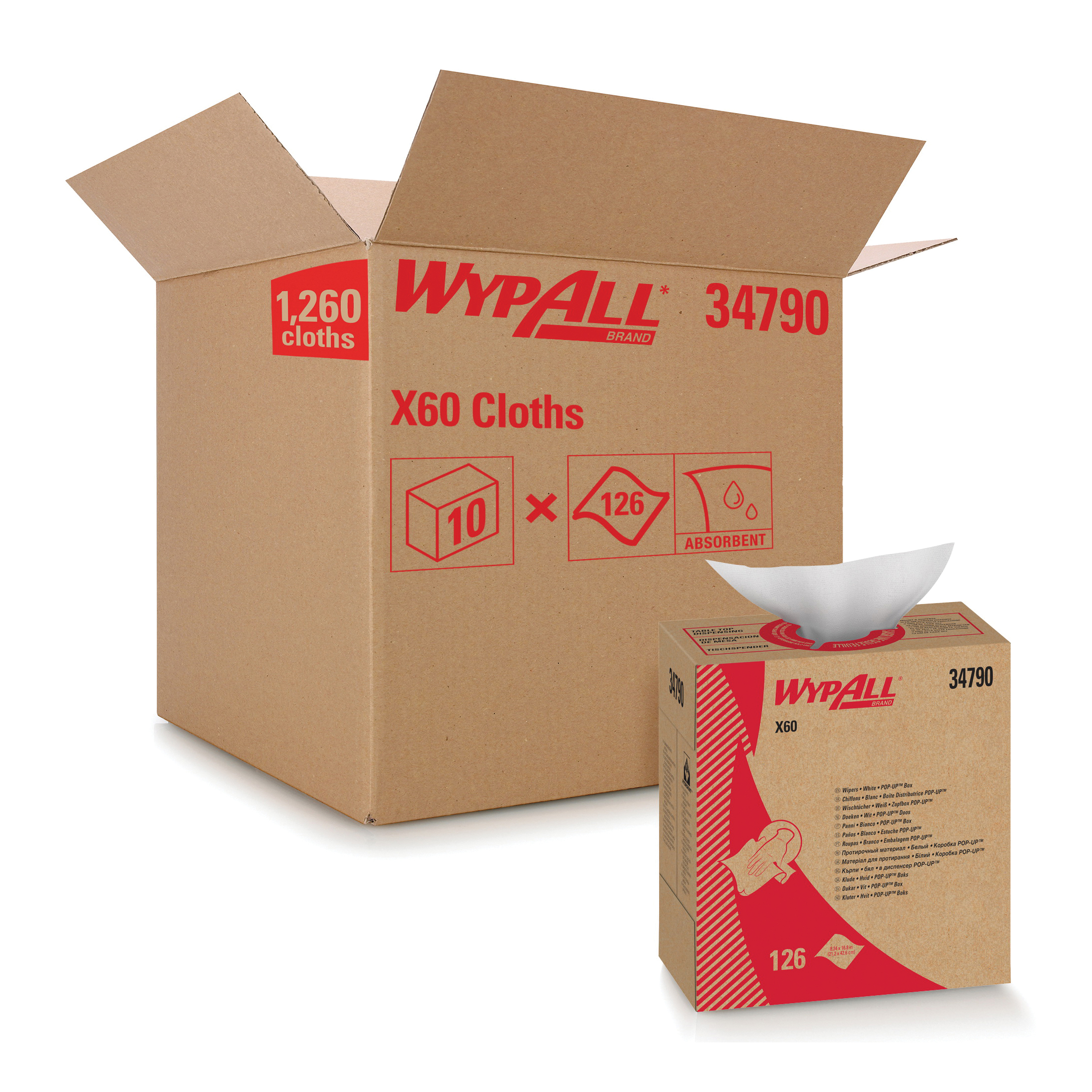 product WypAll* 41029 X80 Disposable Wiper, Hydroknit*, Red