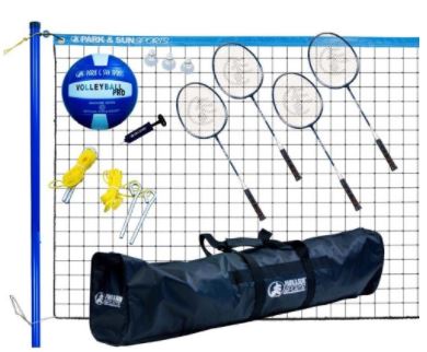 Park & Sun V-SPORTII Badminton/Volleyball Net System, Nylon - 1