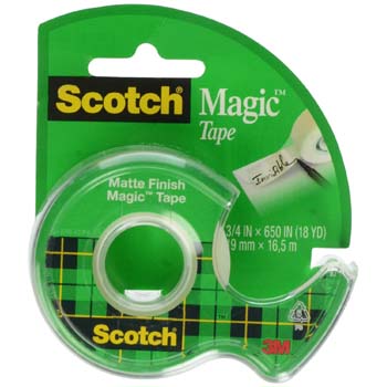 Scotch Magic 122 Invisible Tape, 650 in L, 3/4 in W - 1