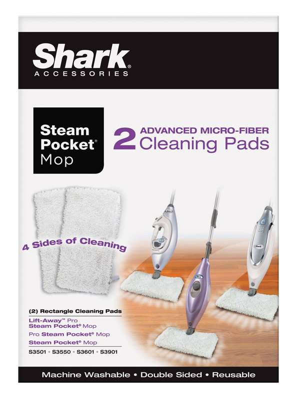 Euro-Pro Shark XT3601 Pocket Mop, 12-1/2 in L, 7 in W, Microfiber, White, Machine Washable: Yes - 1