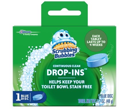 Scrubbing Bubbles DROP-INS 00191 Toilet Bowl Cleaner, 1.7 oz Pack, Solid, Blue - 2