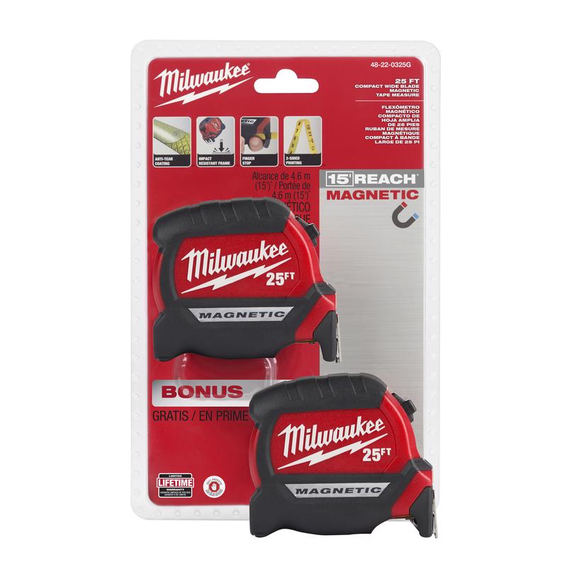 Milwaukee 25 ft. Compact Auto Lock Tape Measure with 6-in-1 Pliers