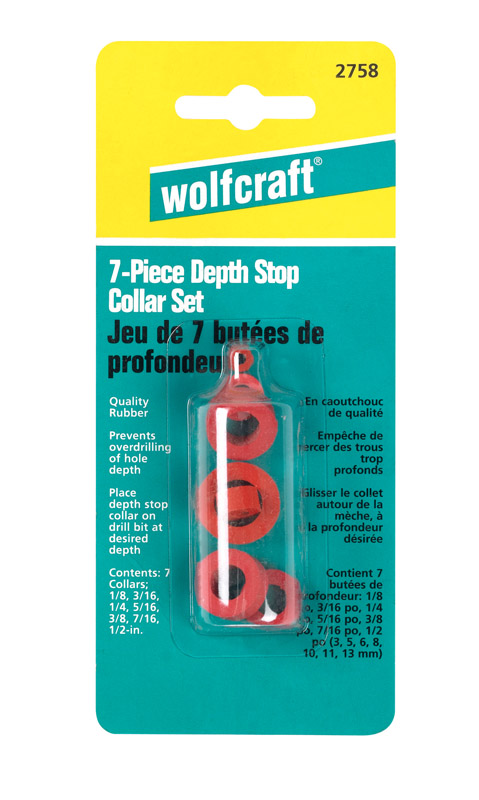 Wolfcraft 2758 Drill Stop Collar Set, Rubber - 1