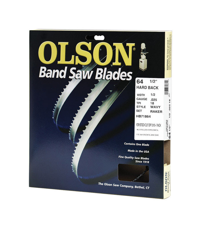 Olson HB71864DB Band Saw Blade, 1/2 in W, 64-1/2 in L, 18 TPI, HCS Cutting Edge, HCS - 1