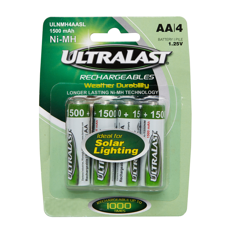ULTRALAST ULNMH4AASL Solar Rechargeable Battery, Ni-MH Battery, AA Battery - 1
