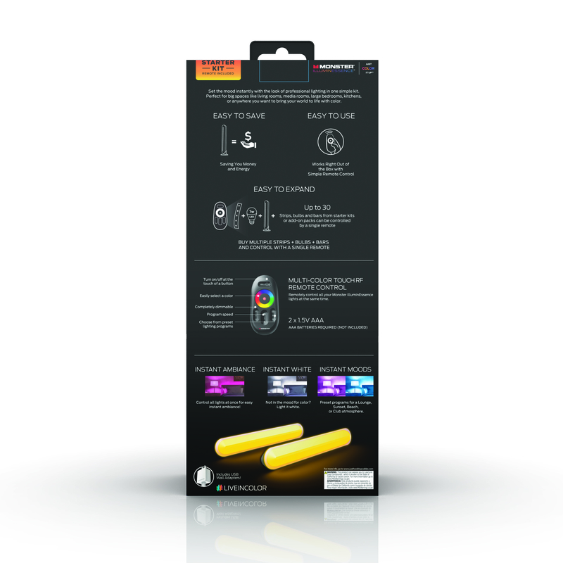 Monster Illuminessence Color Changing Plug-In LED Mood Light Bar Kit - 2