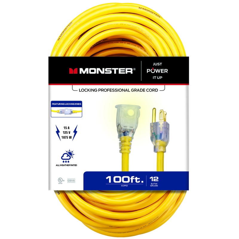 Monster AG-123100EC Extension Cord, 12/3 AWG Cable, 100 f