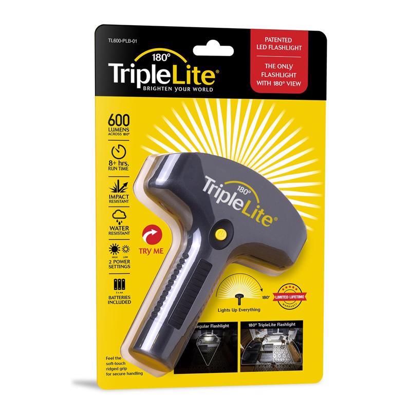 Triplelite 2224-S-104 Flashlight, Alkaline Battery, LED Lamp, 565 Lumens, Wide Beam, Black - 1
