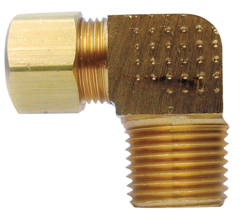 JMF 4338406 Pipe Elbow, 3/8 x 1/2 in, Compression x MPT, 90 deg Angle, Brass, 125 to 400 psi Pressure - 1