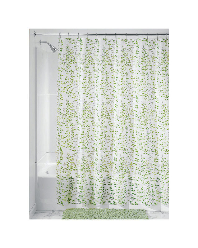 INTERDESIGN 32480 Vine Shower Curtain, 72 in L, 72 in W, Polyester, Green - 1