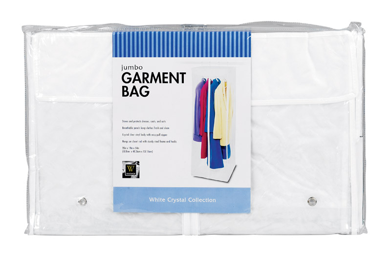 Whitmor 6044-114 Garment Bag, Polypropylene/Vinyl, Clear/White - 1