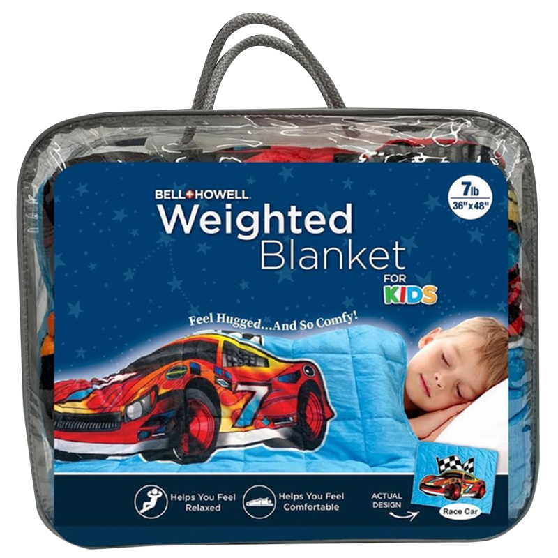 Bell+Howell 2838 Kid's Blanket, 48 in L, 36 in W, Race-Car Graphic Pattern, Polyester, Multi-Color - 1