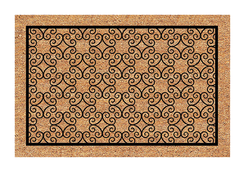 DeCoir 77FLPWI023 Non-Slip Door Mat, 24 in L, 36 in W, Piedmont Pattern, Black/Tan - 1