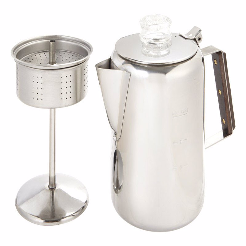Tops 55704 Coffee Percolator, 9 Cups, Metal, Silver, Knob Control - 1