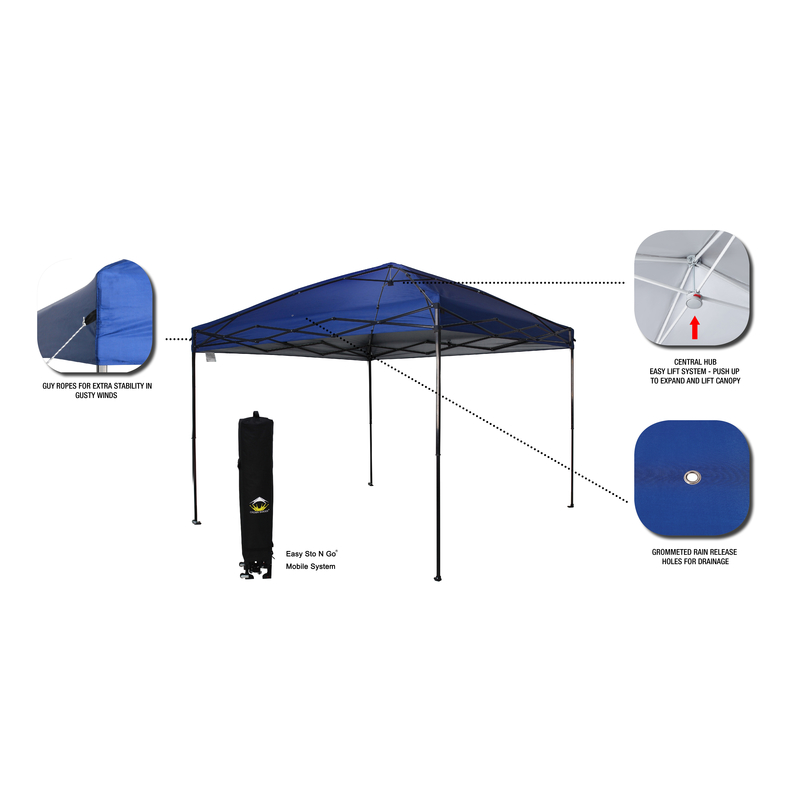 Crown Shades OT100-PP-150DN Canopy, 10 ft L, 10 ft W, 9.38 ft H, Steel Frame, Polyester Canopy, Blue Canopy - 2