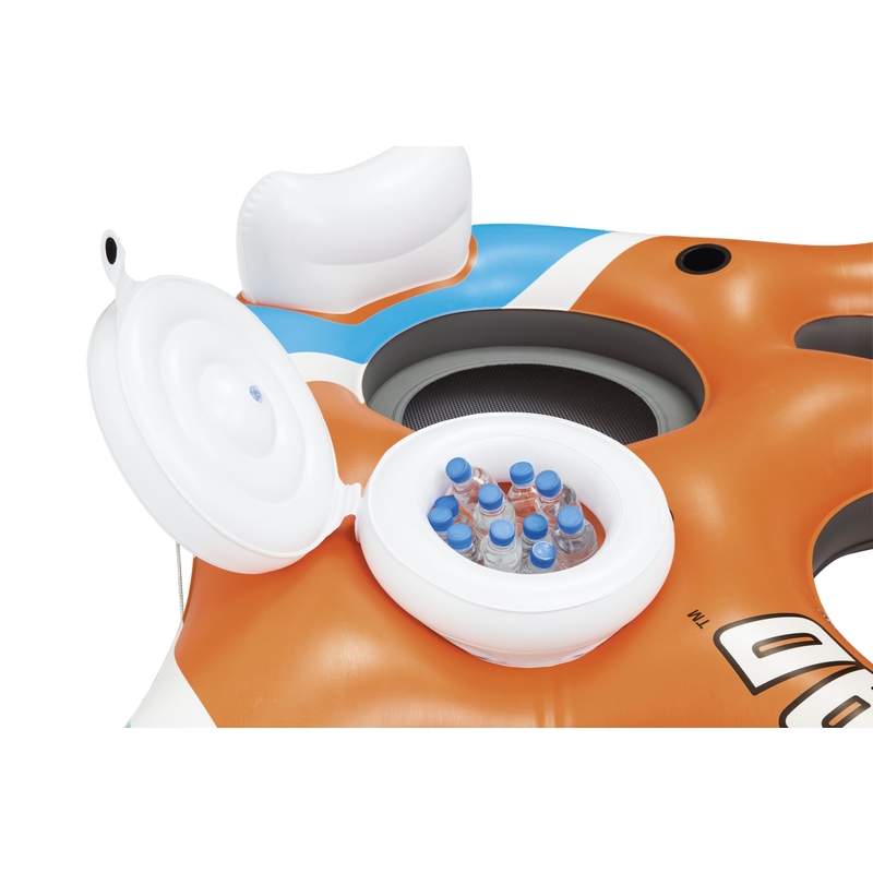 Bestway Coolerz Rapid Rider Series 43115E Floating Island Raft, 101 in Dia, 4 Seating, 18 ga Vinyl, Orange - 3