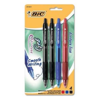 BIC Gel-ocity RLCP41ASST Pen, Retractable, Assorted Ink, Gel Ink, Contoured Grip - 1