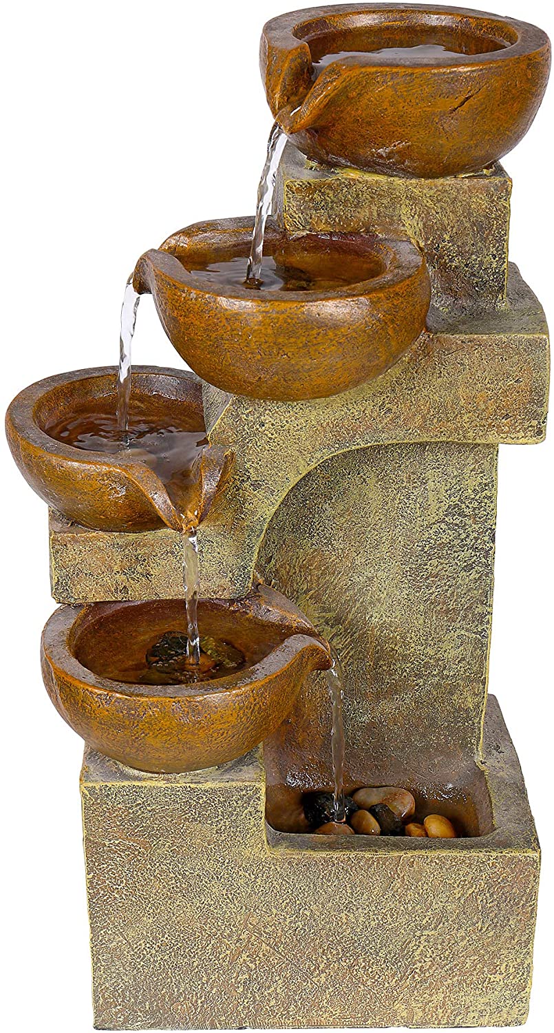 Alpine WCT726 Tabletop Fountain, Cascading Stream Design, Polyresin - 1
