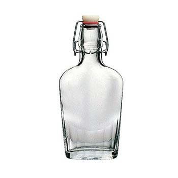 Bormioli Rocco 73581 Pocket Flask with Swing Top, Italian Fiaschetta Vetro, 8 oz Capacity, Glass, Clear - 1