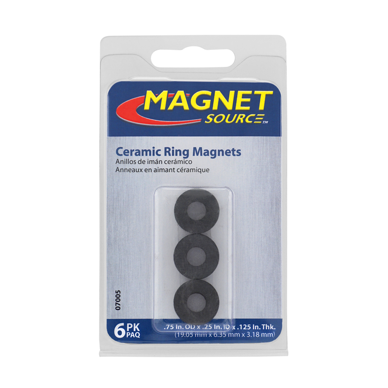Magnetic Ring, Magnet Source, 3/4 in Dia, 6 pk - 3