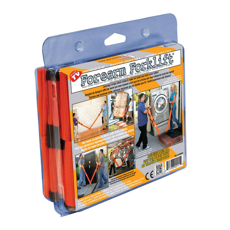 Lifting Strap, Forearm Forklift, 3 in W, 9 ft 4 in L, Orange - 1