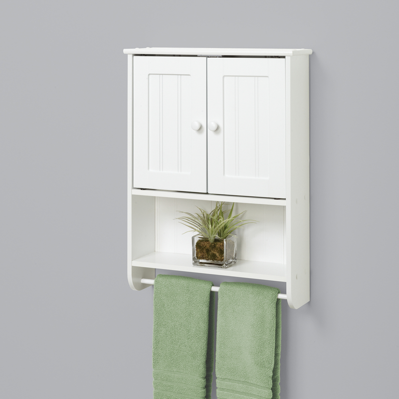 Cottage Bathroom Cabinet, Zenna Home, 2-Door, 1-Shelf, Wood, White - 2