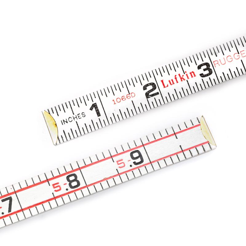 Engineer's Scale Folding Rule, Crescent Lufkin, Feet, Millimeter Graduation, Wood, Red/White - 4