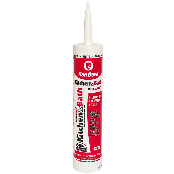 Acrylic Caulk, Red Devil, DuraGuard Kitchen & Bath, White, 10.1 oz - 1