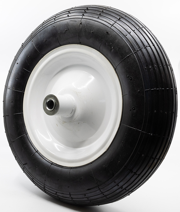 Pneumatic Wheelbarrow Tire/Wheel Set, Maxpower, 480/400 x 8 in Tire, Plastic Wheel, Ribbed Tread - 1