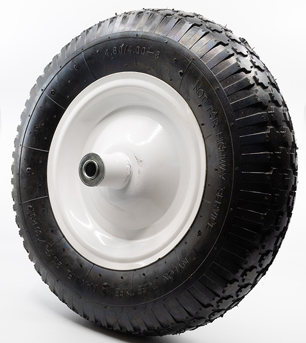 Pneumatic Wheelbarrow Tire/Wheel Set, Maxpower, 400 x 8 in Tire, Plastic Wheel, Knobby Tread - 1