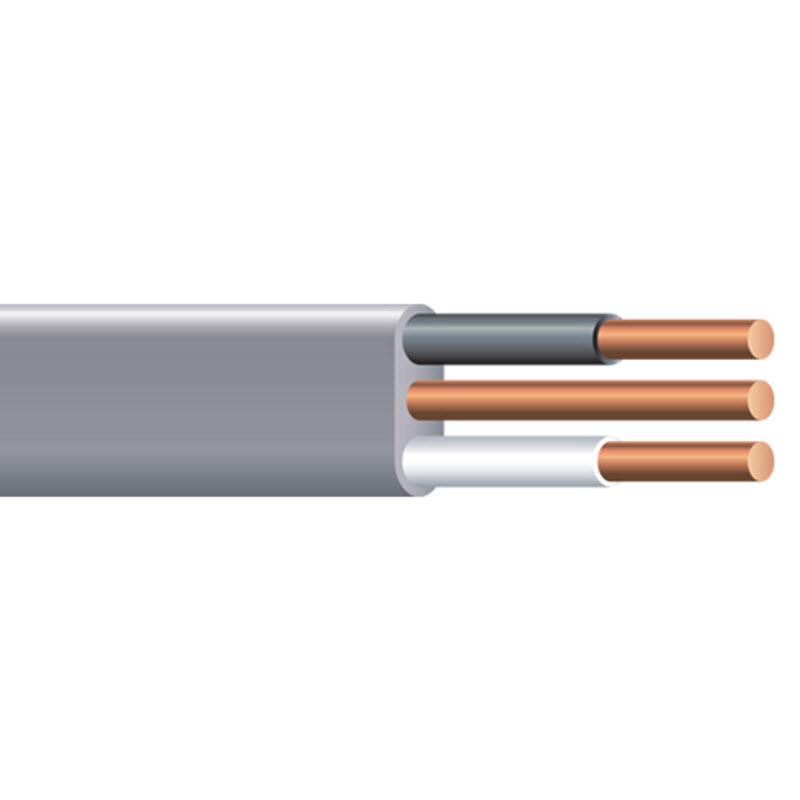 Uf-B Building Wire, Romex, 10 AWG 2-Conductor Solid Copper Wire With Ground, Sheathed Cable, PVC Insulation, Gray, 25 ft L - 1