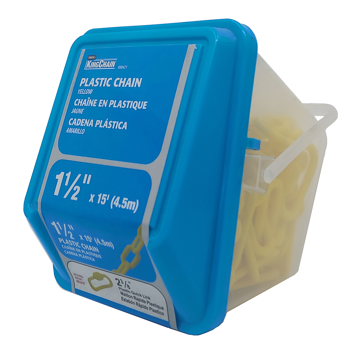 Plastic Decorative Chain, Kingchain, #6, 15 ft L, Yellow - 2