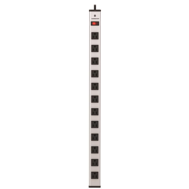 Power Strip, Monster, 6 ft L Cable, 12-Socket, 15 A, 125 V, Black - 2
