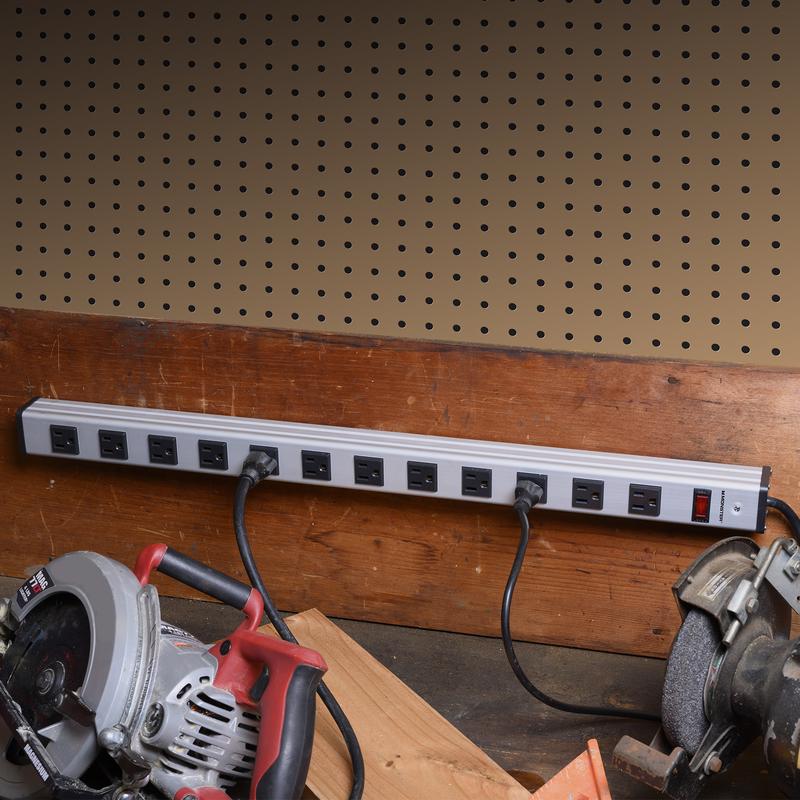 Power Strip, Monster, 6 ft L Cable, 12-Socket, 15 A, 125 V, Black - 4