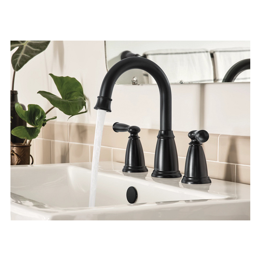 Banbury Bath Faucet, Moen, 2-Handle, Widespread, Matte Black - 3